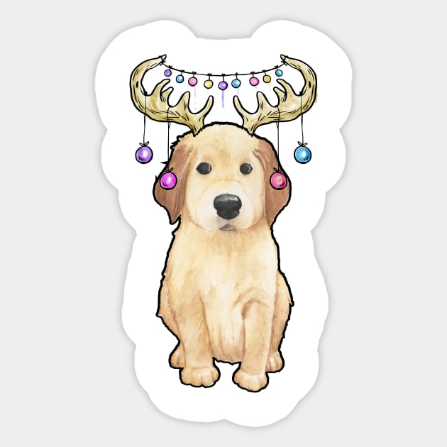 Cute Christmas Lights Golden Retriever Dog Sticker by Skylane